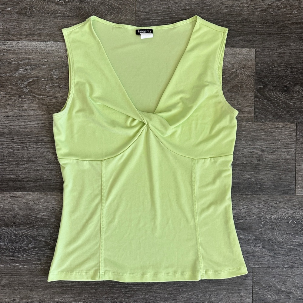 Tangents vintage y2k lime green stretchy shirt top
